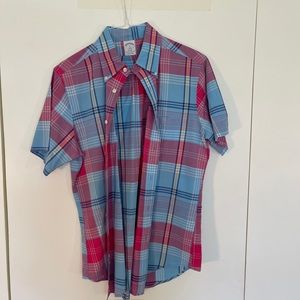 Brooks Brothers plaid short sleeve regent shirt